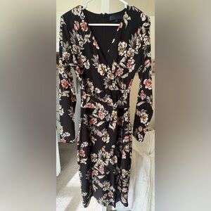 RACHEL Rachel Roy Pink and White Wrap Dress with Bishop Sleeves